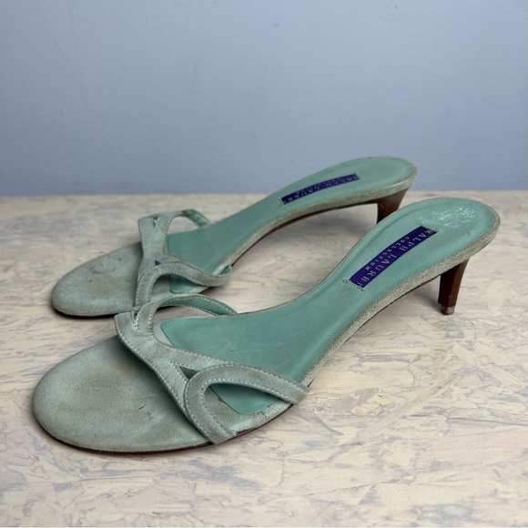 Purple Label Ralph Lauren Collection Heels Suede Teal ITALY - Picture 1 of 11